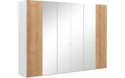 Goossens Kledingkast Easy Storage Ddk, Kledingkast 304 cm breed, 220 cm hoog, 2x draaideur en 4x spiegel draaideur midden