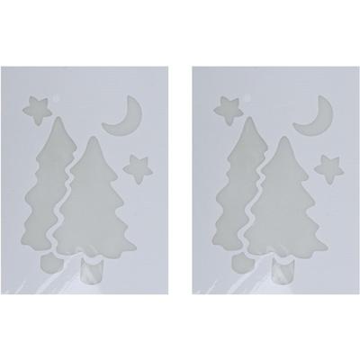 Kerst raamsjabloon kerstboom - 2x - wit - 35 cm - raamdecoratie - kerstversiering
