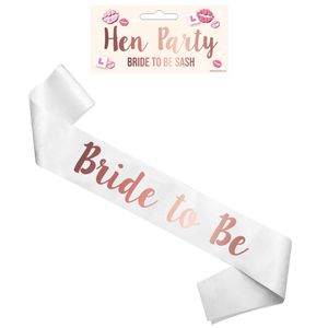 Bride to Be vrijgezellenfeest sjerp - wit/rose - 74 cm