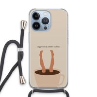 Aggressively drinks coffee: iPhone 13 Pro Transparant Hoesje met koord