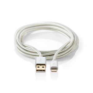 Data- en Oplaadkabel | Apple Lightning 8-pins male - USB A male | 1,0 m | Aluminium