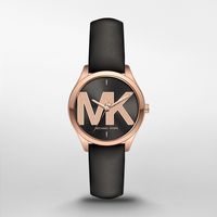 Horlogeband Michael Kors MK2860 Leder Zwart 16mm Horlogeband Michael Kors MK2860 Leder Zwart 16mm