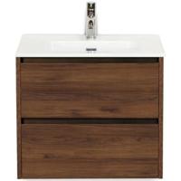 Dante Badmeubelset 60 cm - Walnoot - Keramische Wastafel Wit Cover