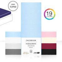 Jacobson - Hoeslaken Topper – 100% Jersey Katoen – 200x200 cm – Lichtblauw