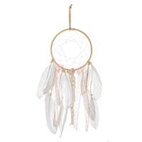 Droomvanger - luxe kwaliteit - kant met veren - beige/wit - D21 x H46 cm - dromenvanger