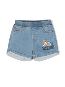 Moschino Kids short en jean à imprimé graphique - Bleu