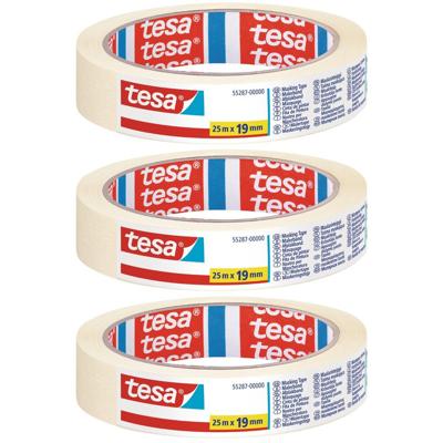 Tesa Afplaktape - 3x rol - wit - 19 mm x 25 m - schilderstape - maskeertape Tesa Afplaktape - 3x rol - wit - 19 mm x 25 m - schilderstape - maskeertape