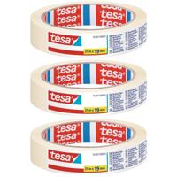 Tesa Afplaktape - 3x rol - wit - 19 mm x 25 m - schilderstape - maskeertape