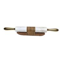 Deegroller voor gebak Home ESPRIT Metaal Marmer Acacia 48 X 5 X 5 CM
