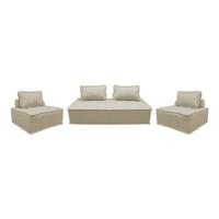 sweeek - Set van 2 fauteuils met 2-zitsbank in stof, met kussen