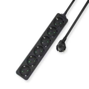 ACT AC2460 Stekkerdoos 6 Sockets Zwart - Kinderbeveliging - 3 meter