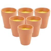 Citronella kaars in potje - 6x - aardewerk - 20 branduren - D8 x H8 cm