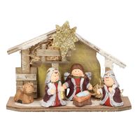 Kinder/kinderkamer kerststal met beelden/figuren en licht 23 x 8,5 x 16 cm