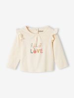 Bedrukt baby-T-shirt met lange mouwen ecru