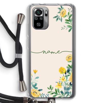 Gele bloemen: Xiaomi Redmi Note 10S Transparant Hoesje met koord