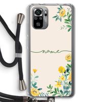 Gele bloemen: Xiaomi Redmi Note 10S Transparant Hoesje met koord