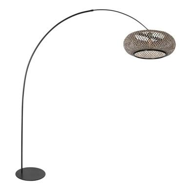 Steinhauer VloerlampCurve zwart met rotan kap Ø 60cm - 4274ZW