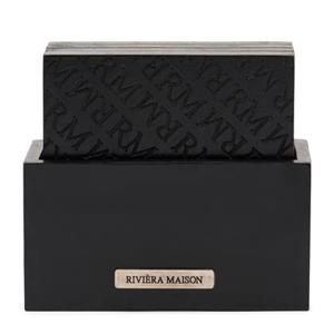 Rivièra Maison - Luxe RM Identity Onderzetters in Zwart van MDF - 11,5 x 10,5 x 5 cm