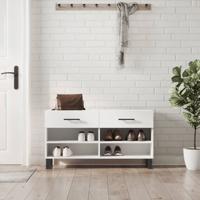 Schoenenbank 102x35x55 cm bewerkt hout wit - thumbnail