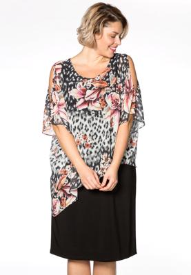 Yoek Jurk met top LEOFLOWER | Zwart | Maat XL