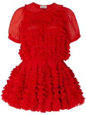Molly Goddard robe à volants froncés Cadence - Rouge