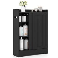 Badkamerkast met Zijden Toiletpapierhouder & Borstelvak nis Kast Zwart Badkamerkast met Zijden Toiletpapierhouder & Borstelvak nis Kast Zwart