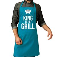 Vaderdag cadeau schort - king of the grill - blauw - keukenschort - heren - verjaardag - thumbnail