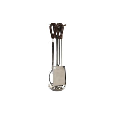 Gerei voor de haard DKD Home Decor 15 x 15 x 62 cm Roestvrij staal Aluminium (4 Onderdelen)