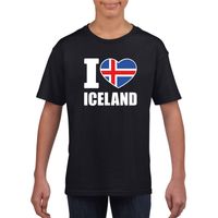 I love Ijsland supporter shirt zwart jongens en meisjes XL (158-164)  -