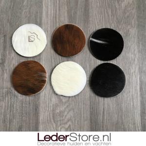 Koeienhuid onderzetters normandier bruin zwart wit 10x10cm