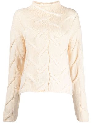 CHANEL Pre-Owned pull en maille ajourée à col montant (1999) - Blanc