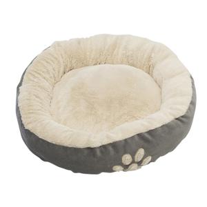 Hondenmand/hondenkussen - huisdieren - rond - dia 58 cm - grijs/beige - polyester