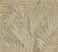 Behang bladeren beige palmtextuur