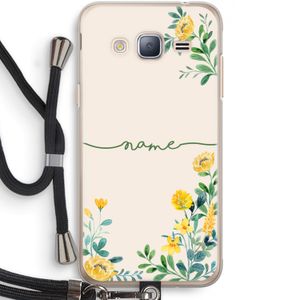 Gele bloemen: Samsung Galaxy J3 (2016) Transparant Hoesje met koord