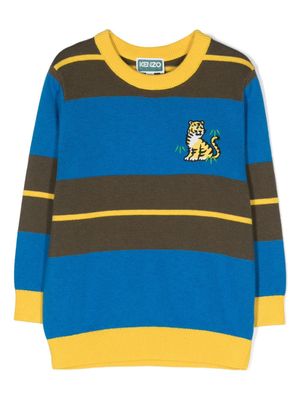 Kenzo Kids pull rayé à logo brodé - Bleu