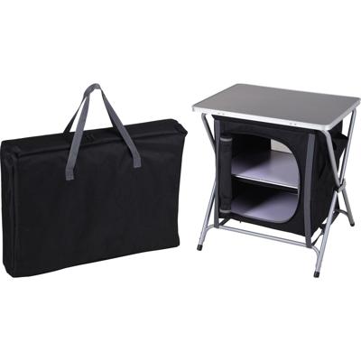 Redcliffs Campingkast - 2 lagen - zwart - polyester / aluminium - 40 x 40 x 55 cm - opvouwbare opber Redcliffs Campingkast - 2 lagen - zwart - polyester / aluminium - 40 x 40 x 55 cm - opvouwbare opber