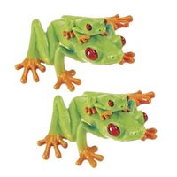2x stuks plastic speelgoed dieren figuur roodoog boomkikker 7 cm - Speelfiguren - thumbnail