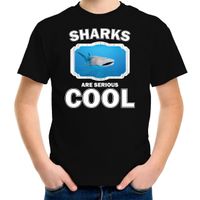 T-shirt sharks are serious cool zwart kinderen - haaien/ walvishaai shirt XL (158-164)  -