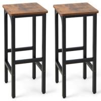 Set van 2 Industriële Barkrukken 71,5cm Hoge Stoel Bar Metalen Frame Rustiek Bruin