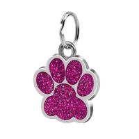 5 PC'S metalen huisdier tag zink legering identiteitskaart footprint belettering dog tag (paars)