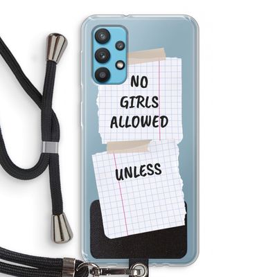 No Girls Allowed Unless: Samsung Galaxy A32 4G Transparant Hoesje met koord