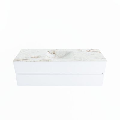 MONDIAZ VICA-DLUX 150cm badmeubel onderkast Talc 2 lades. Inbouw wastafel CLOUD midden 1 kraangat, kleur Frappe.