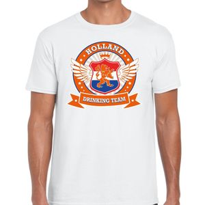 Wit Holland drinking team t-shirt heren