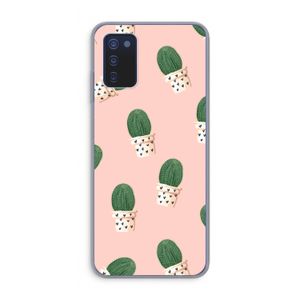 Cactusprint roze: Samsung Galaxy A03s Transparant Hoesje