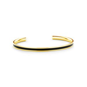 CO88 Collection Majestic 8CB 90196 Stalen Open Bangle met Emaille - One-size (62x50x2 mm) - Goudkleurig / Zwart