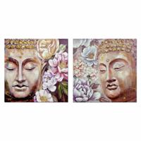 Schilderij DKD Home Decor Boeddha 80 x 3 x 80 cm Orientaals (2 Stuks)