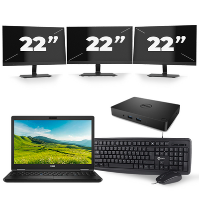 Dell Latitude 5580 - Intel Core i5-7e Generatie - 15 inch - 8GB RAM - 256GB SSD - Windows 11 + 3x 22 inch Monitor