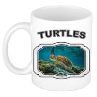 Dieren zee schildpad beker - turtles/ schildpadden mok wit 300 ml     -