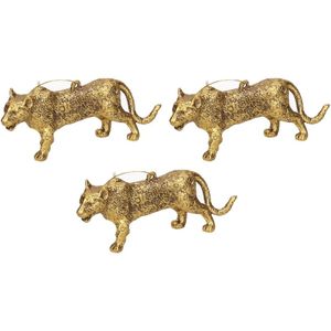 4x Kersthangers figuurtjes luipaard goud 12,5 cm