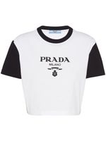 Prada t-shirt crop à logo imprimé - Blanc